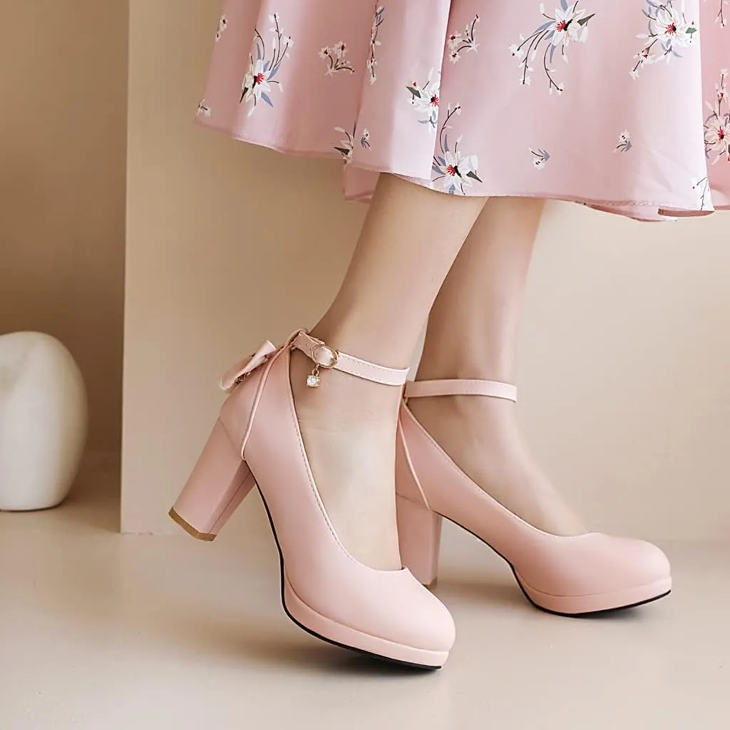 MIOKE Women's Square Toe Chunky Block High Heel Pumps Suede Slip-On Comfy Wedding Party Office Dress Shoes