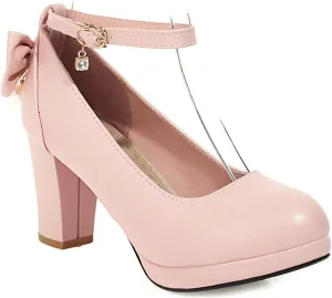 MIOKE Women's Square Toe Chunky Block High Heel Pumps Suede Slip-On Comfy Wedding Party Office Dress Shoes