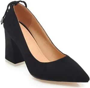 MIOKE Women's Square Toe Chunky High Block Heel Pumps Suede Lace Up Ankle Strap Comfy Mary Jane Dress Shoes