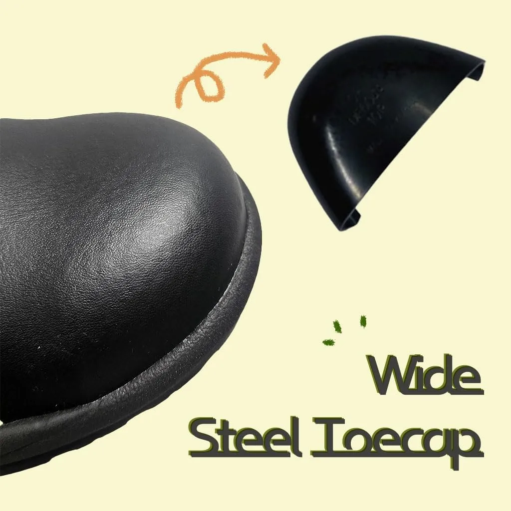 MMN Non Slip Work Shoes for Men Women Steel Toe Slip Resistant Waterproof Leather Oxford for Food Service Restaurant Staff & Chef