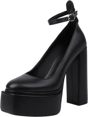 MOJARI Womens Platform High Block Heels Closed Toe Ankle Strap Sandals Square Toe Buckles Heels Pumps Fashion Dress Party Shoes