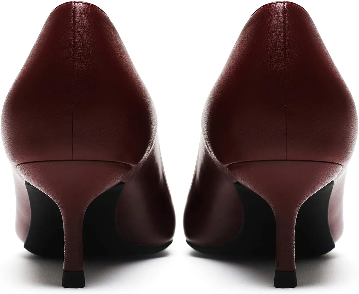 MOOMMO Kitten Heel Pumps Pointed Toe Satin Slip On 2 Inch Mid Heel Dress Shoes Classic Work Pumps for Office Ladies Wedding Bridal Party 4-13 M US