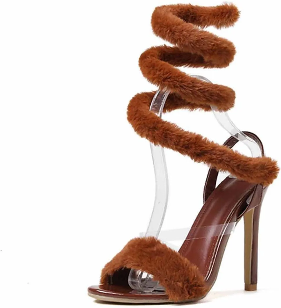 MSYINGL Women's Sexy Strappy Heel Sandals,Summer Pointed Toe Open Toe High Heels, Party Dance Valentine Dress Pumps Shoes