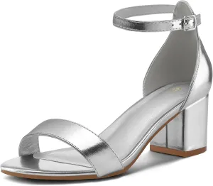 mysoft Women's Chunky Low Heels Open Toe Block Heeled Dress Ankle Strap Pump Wedding Sandals
