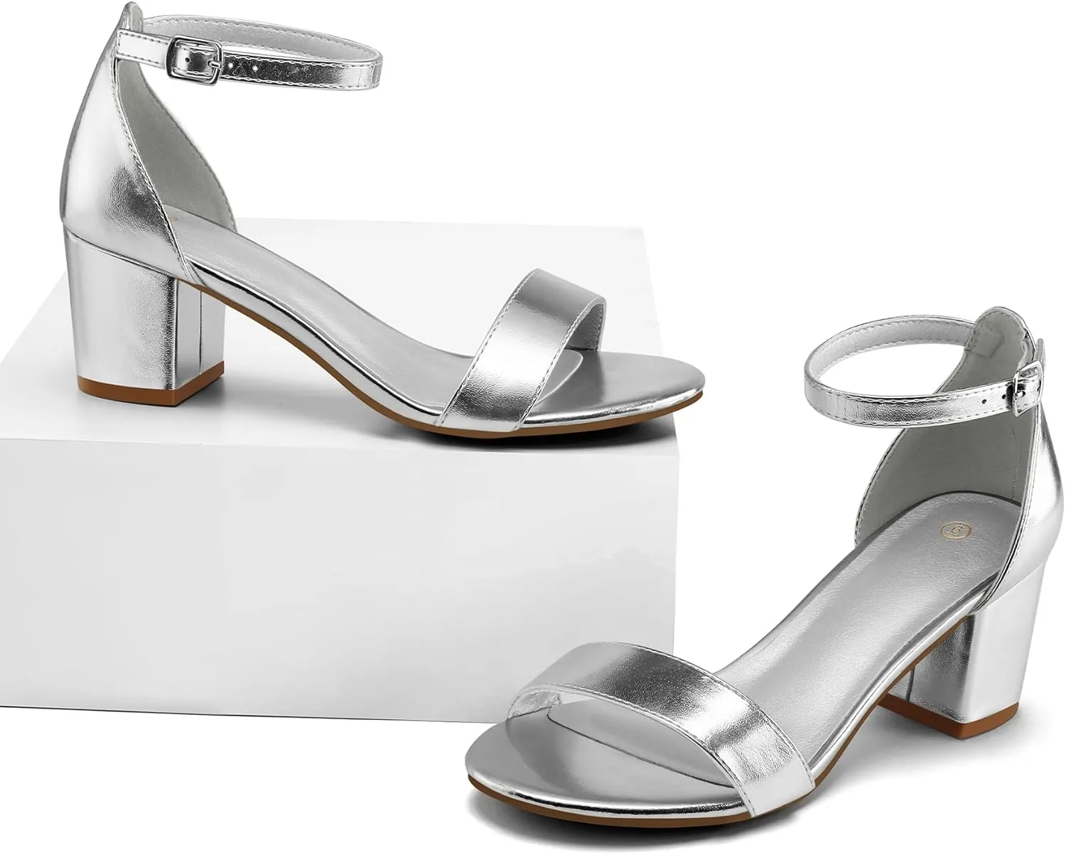 mysoft Women's Chunky Low Heels Open Toe Block Heeled Dress Ankle Strap Pump Wedding Sandals