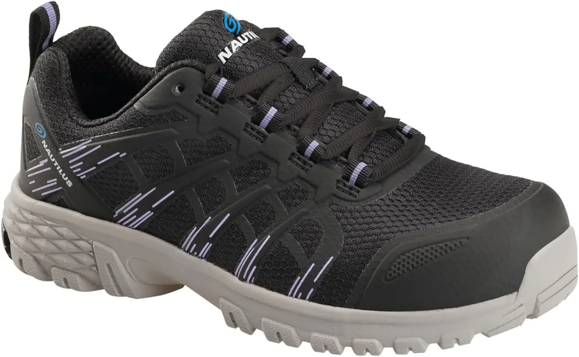 Nautilus Safety Footwear Stratus CT Shoes for Women  Breathable Synthetic Upper  Heel and Toe Guards Black 4 D - Wide
