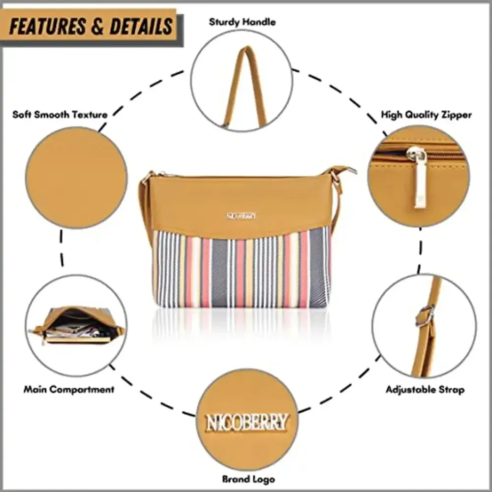 Nicoberry Printed canvas sling bag Women (Yellow)