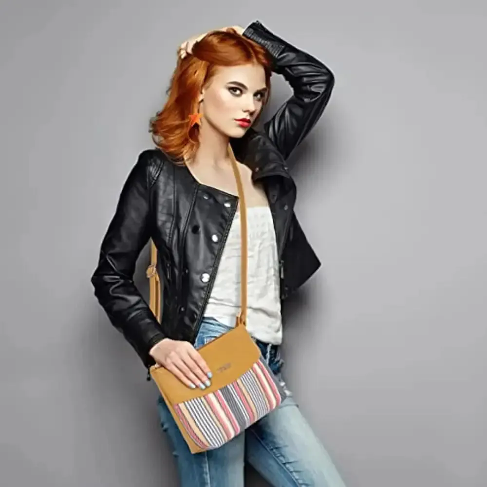 Nicoberry Printed canvas sling bag Women (Yellow)