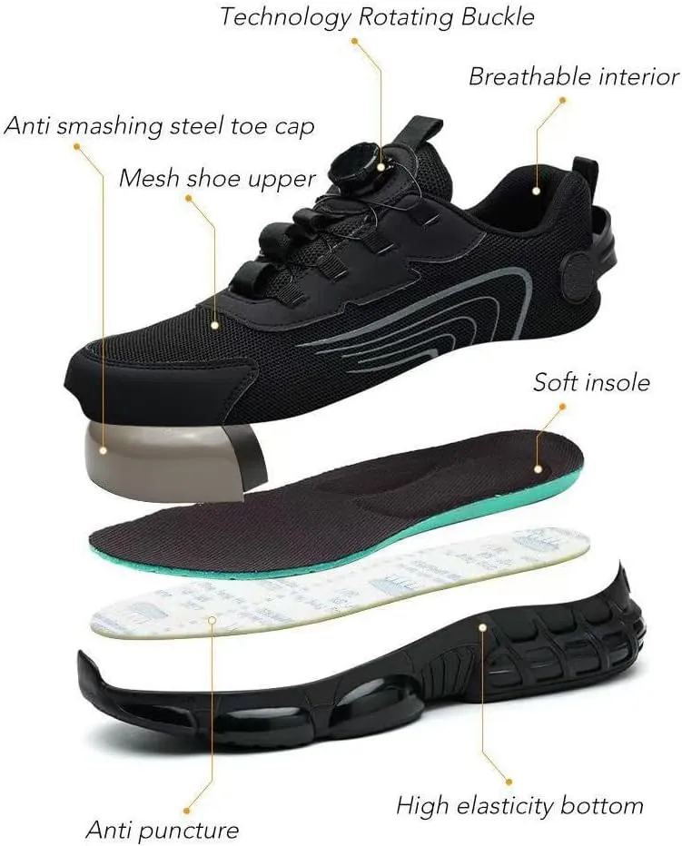 Noozier Safety Shoes Noozier Safety Shoes Mens Steel Toe Comfortable Puncture Proof Sneakes Boots Air Cushion for Industrial and Construction Industries