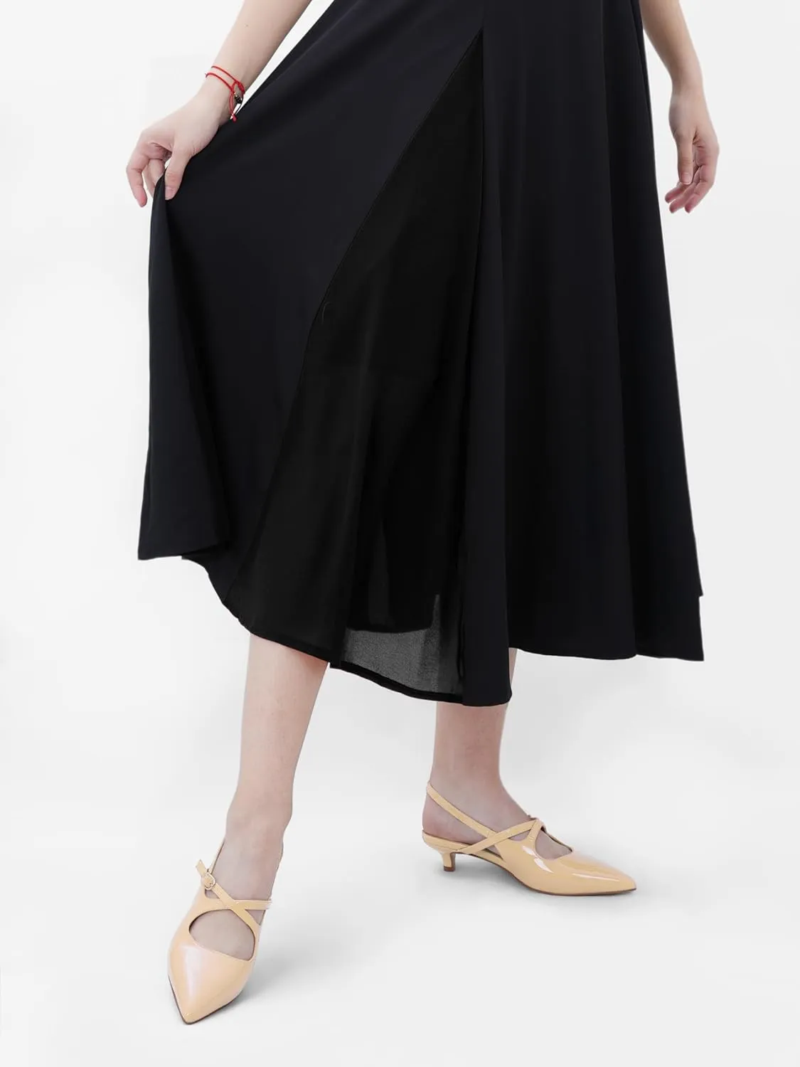 Oh Mispares Pointed Toe Kitten Heels for Women Slingbacks Low Heel Dressy Pumps Patent Leather Closed Toe Cross Strap Slingback Dress Shoes