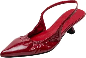 olomisa Slingback Pumps for Women, Kitten Heels with Pointed Toe Low Heel Sandals Ankle Strap Heels Slip-On Pumps
