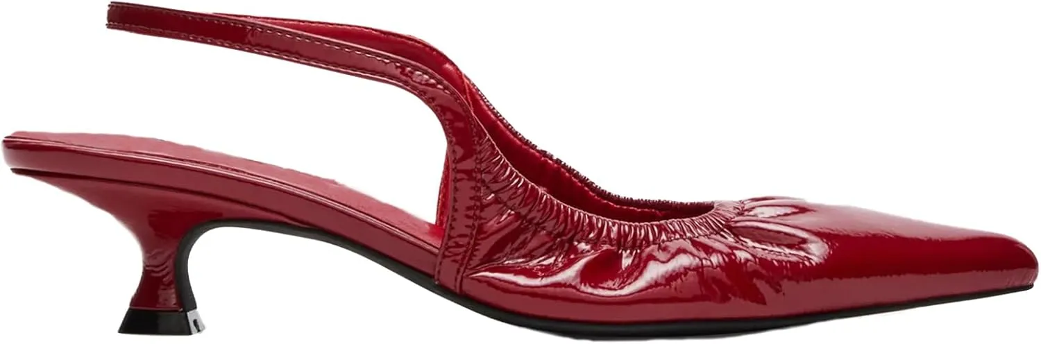 olomisa Slingback Pumps for Women, Kitten Heels with Pointed Toe Low Heel Sandals Ankle Strap Heels Slip-On Pumps
