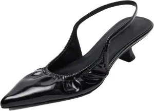 olomisa Slingback Pumps for Women, Kitten Heels with Pointed Toe Low Heel Sandals Ankle Strap Heels Slip-On Pumps