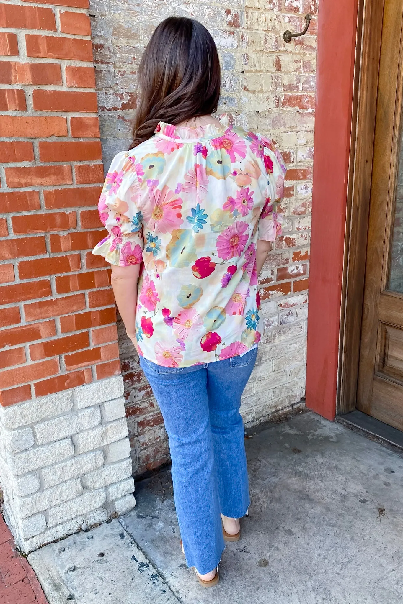 Out of Bloom Floral Print Berry Top