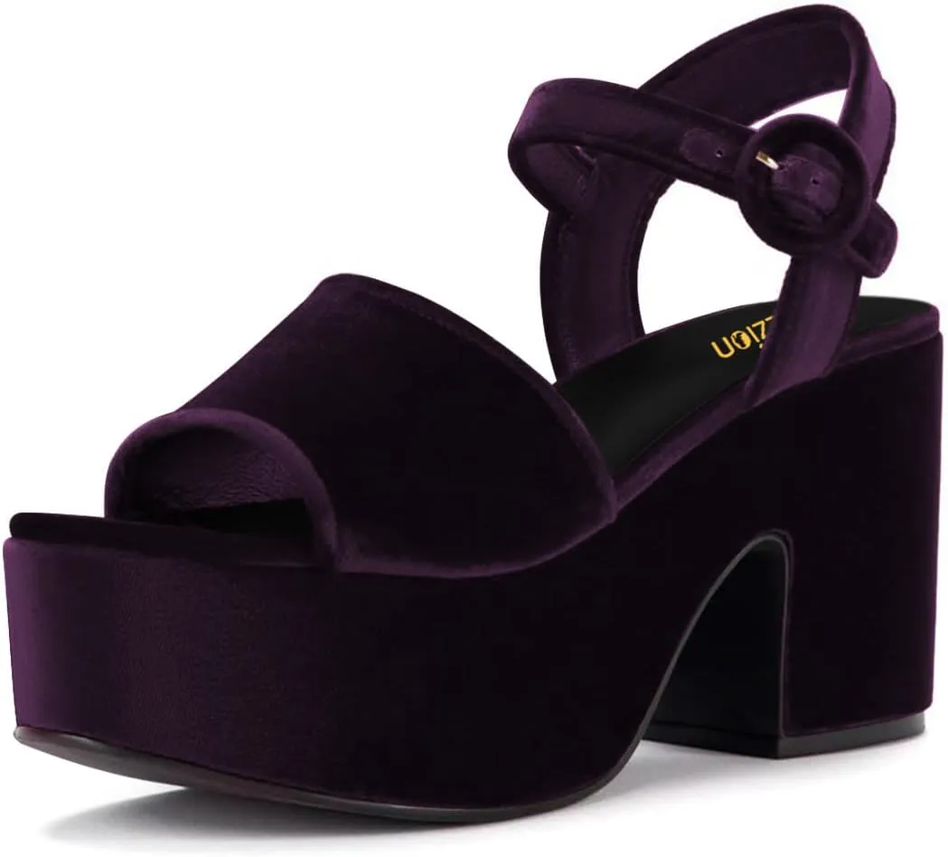 Pazzion Women Chunky High Heel Platform Sandals Open Toe Ankle Strap Buckle Ladies Shoes for Bridal Prom Event Size 4-16 US