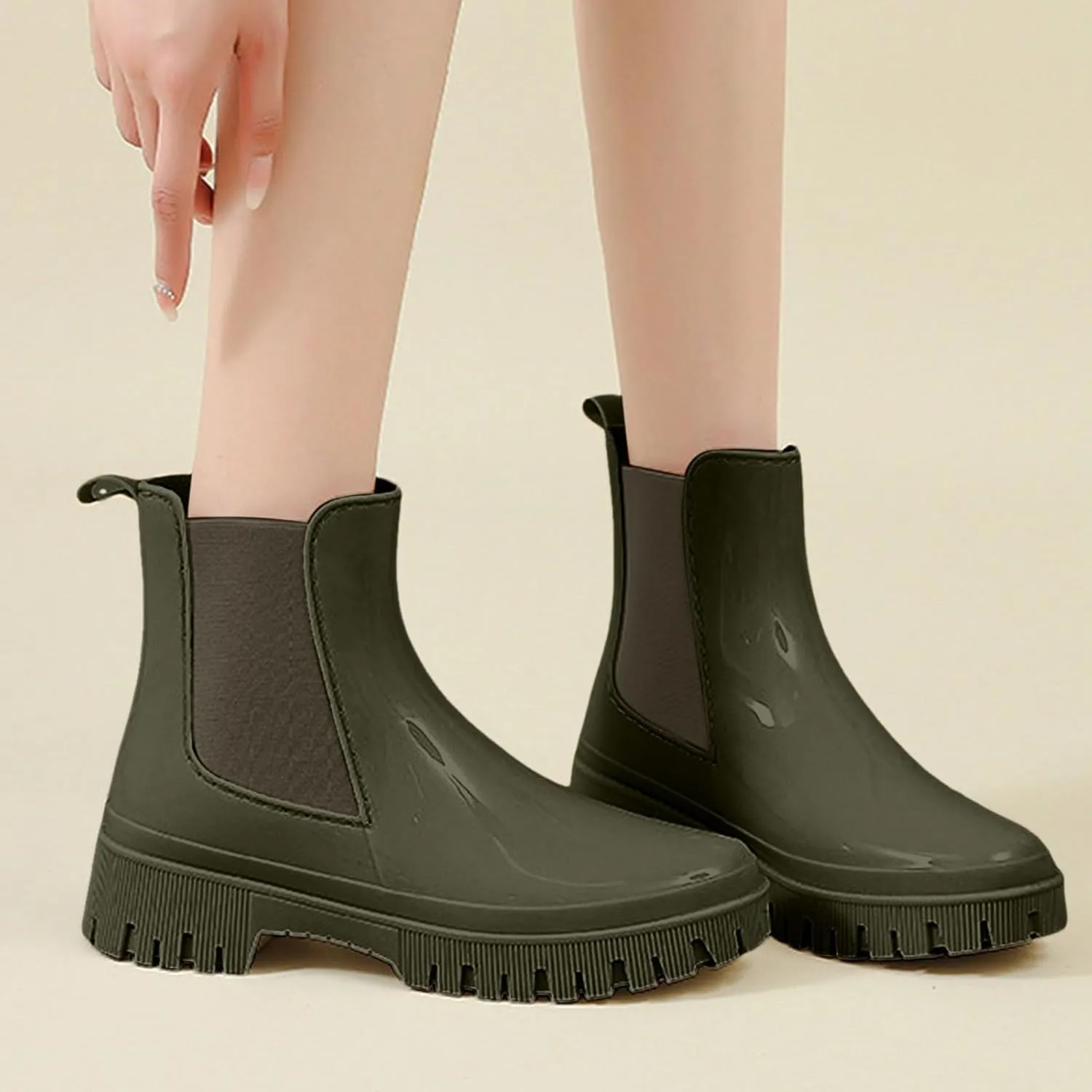 Rain Boots Women Ankle Rain Boots Waterproof Rubber Chelsea Boots Short Rain Boots Waterproof Garden Shoes