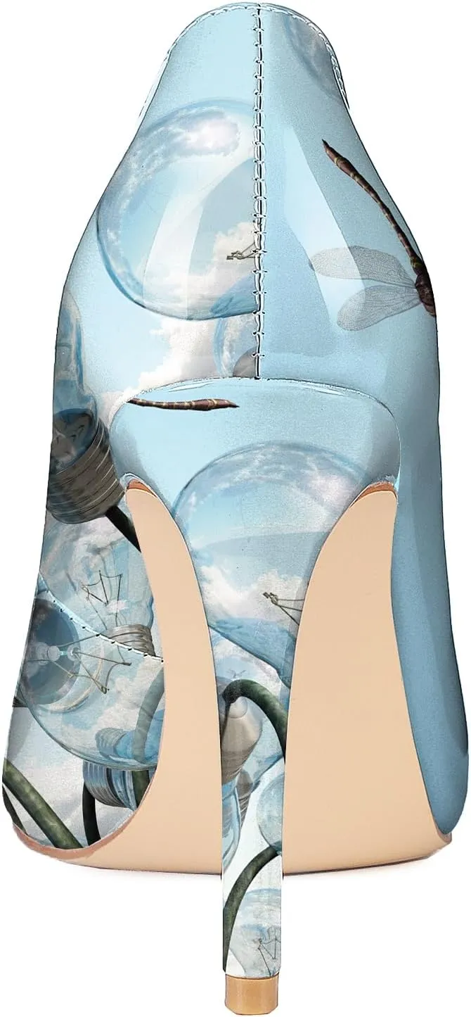 Reindee Lusion Womens High Stiletto Heels Pumps Crystal Printed Closed Toe Sexy Pumps Shoes