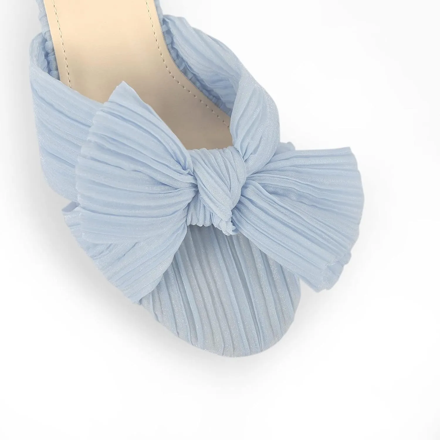 Richealnana Women's Ankle Strap Bowknot Open Toe Block Heel Sandals Wedding Dress Shoes