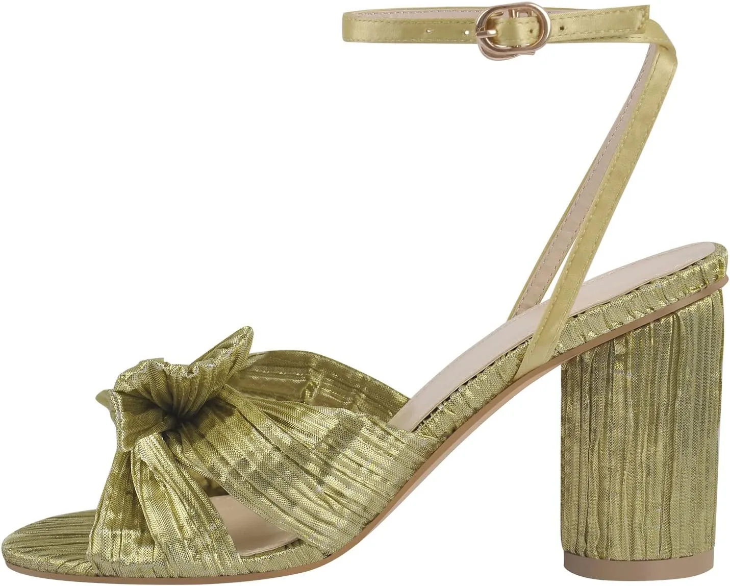 Richealnana Women's Ankle Strap Bowknot Open Toe Block Heel Sandals Wedding Dress Shoes