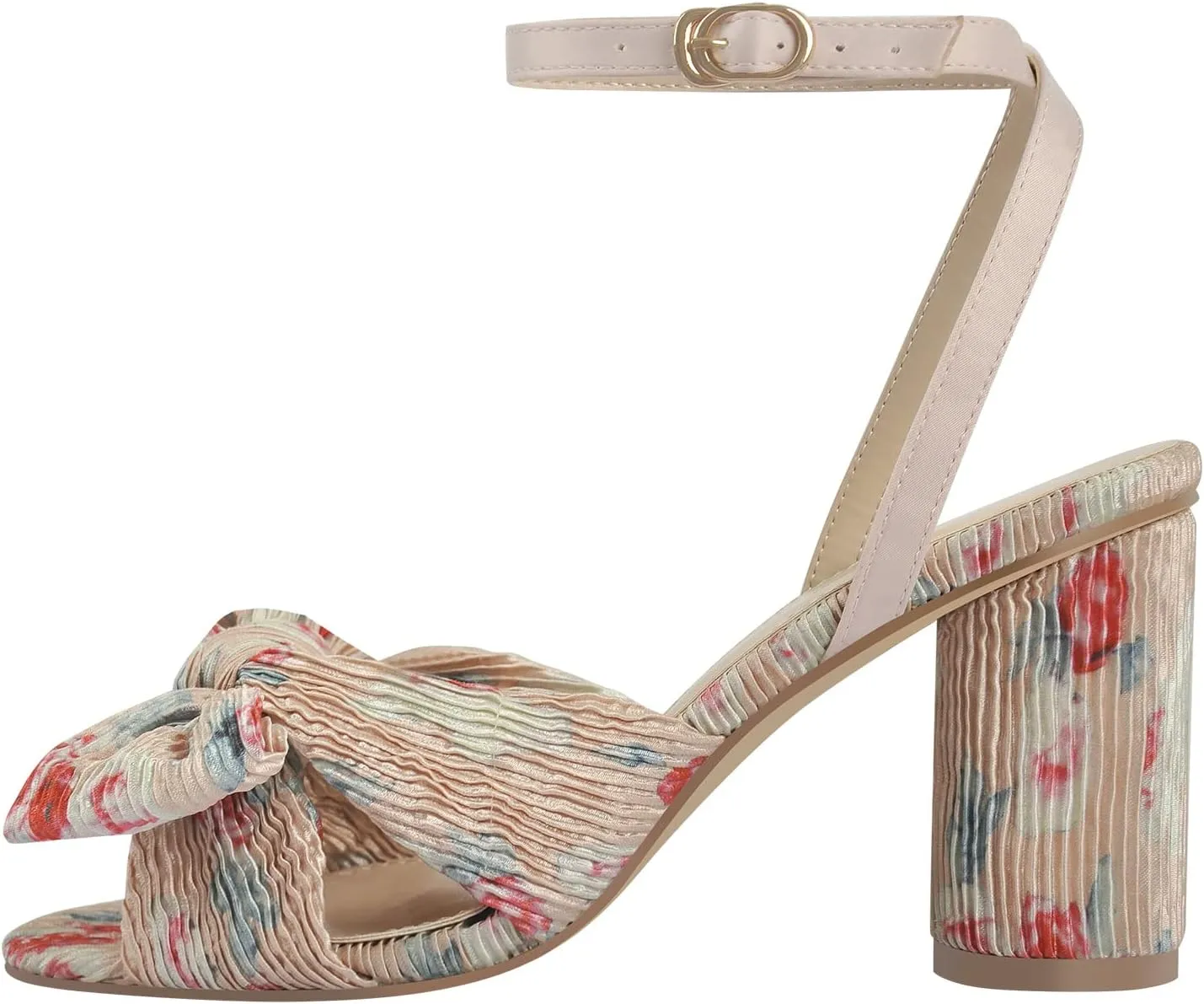 Richealnana Women's Ankle Strap Bowknot Open Toe Block Heel Sandals Wedding Dress Shoes