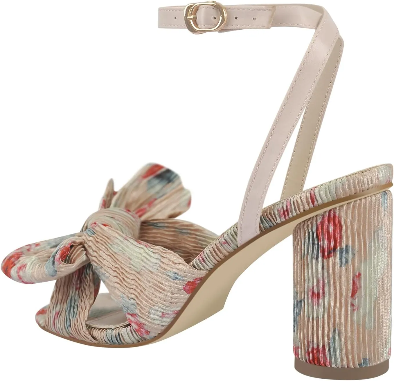 Richealnana Women's Ankle Strap Bowknot Open Toe Block Heel Sandals Wedding Dress Shoes