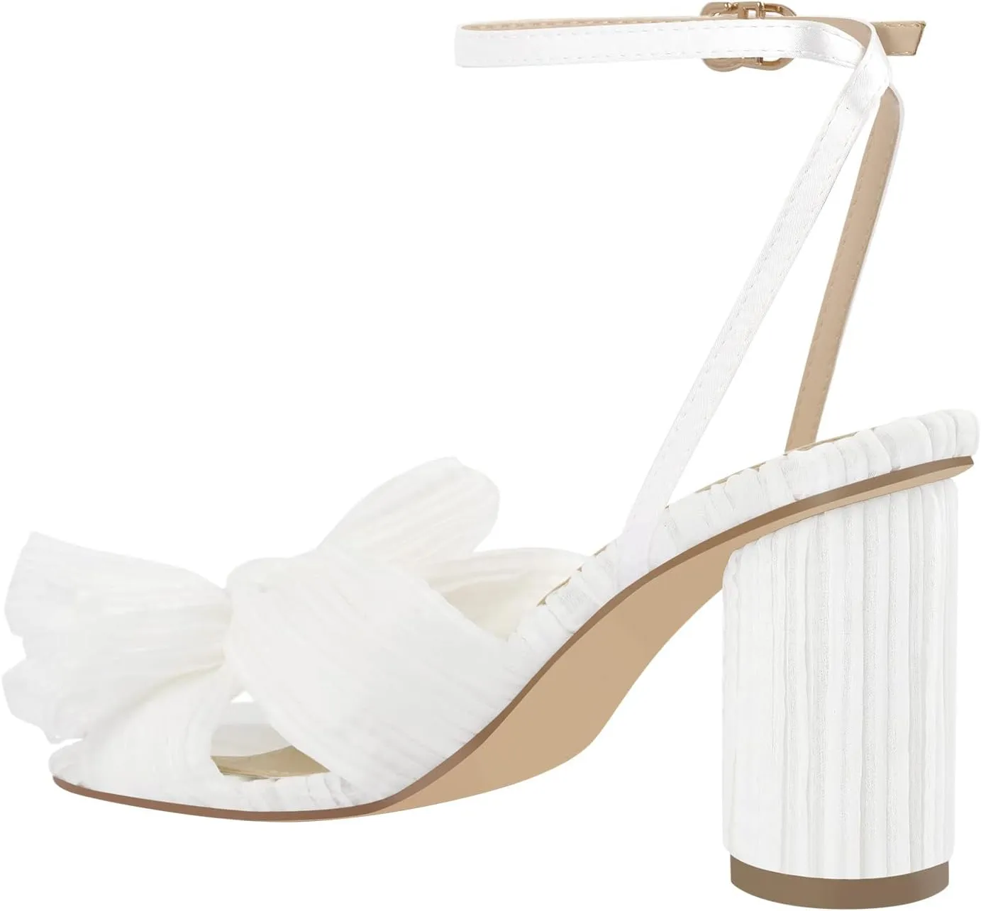 Richealnana Women's Ankle Strap Bowknot Open Toe Block Heel Sandals Wedding Dress Shoes