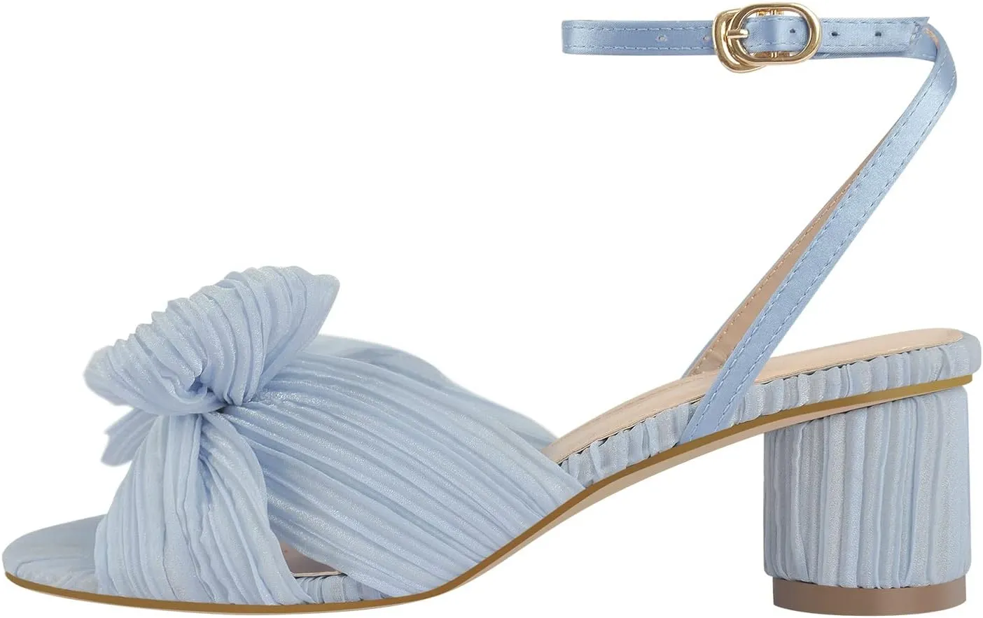 Richealnana Women's Ankle Strap Bowknot Open Toe Block Heel Sandals Wedding Dress Shoes