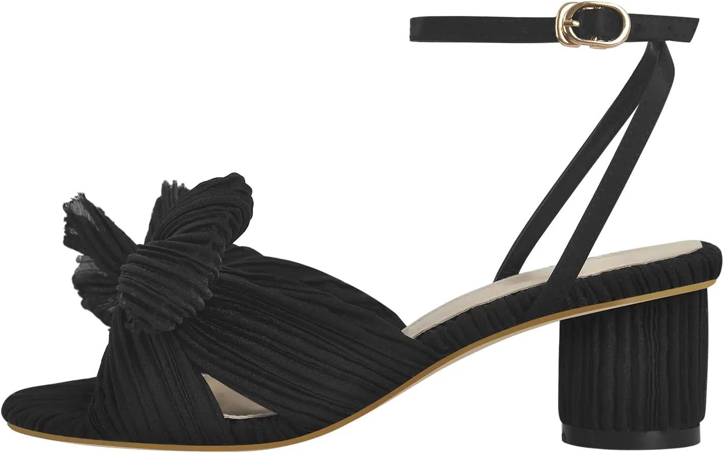 Richealnana Women's Ankle Strap Bowknot Open Toe Block Heel Sandals Wedding Dress Shoes