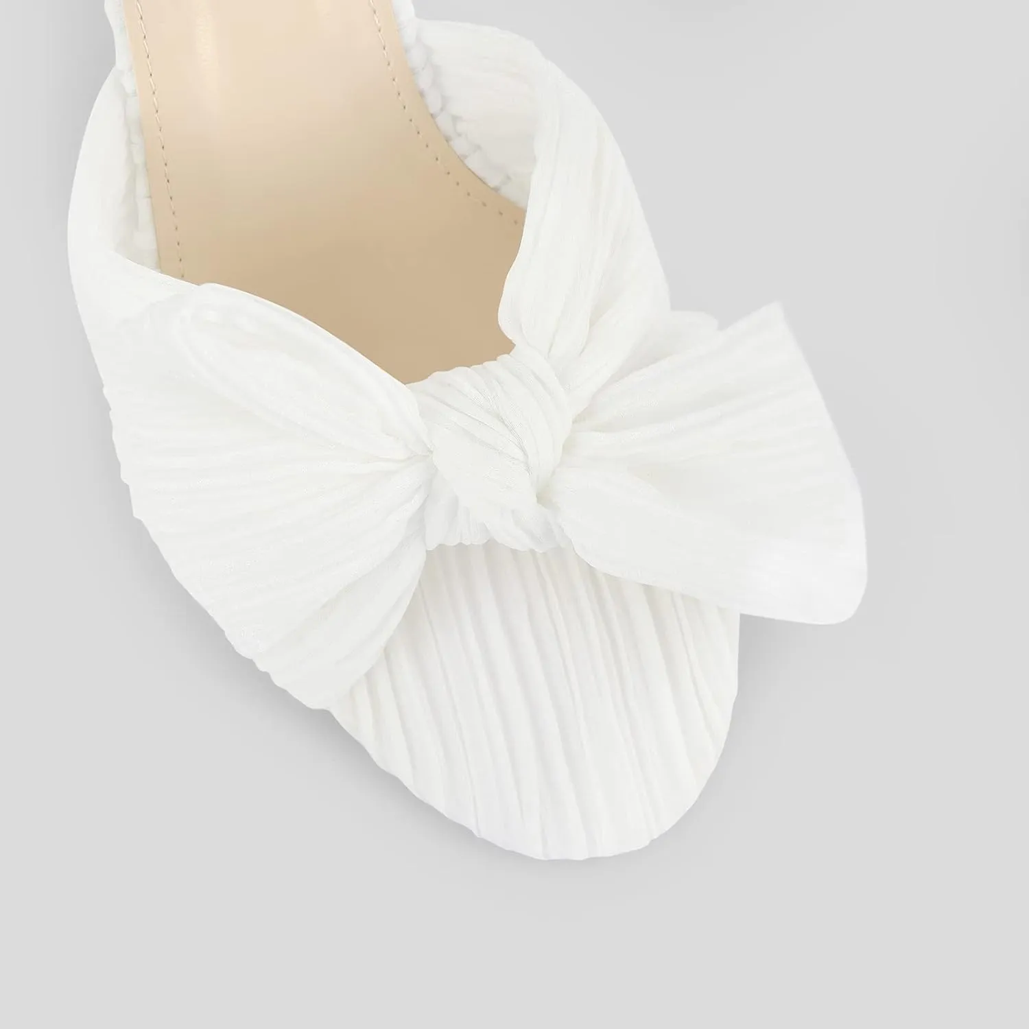 Richealnana Women's Ankle Strap Bowknot Open Toe Block Heel Sandals Wedding Dress Shoes