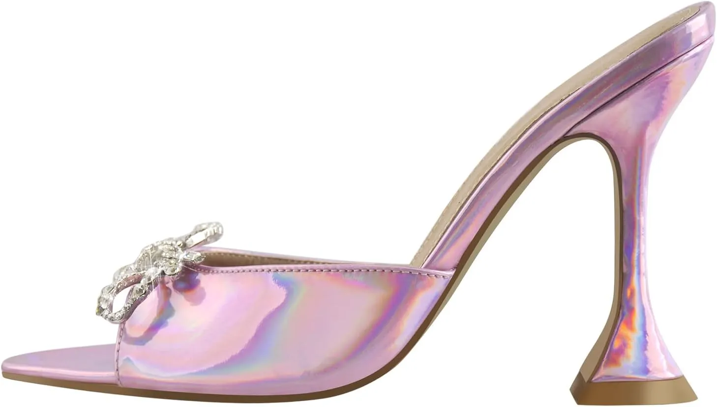 Richealnana Women's Pointed Toe Bow-knot Rhinestones Slip On Mule Sandals For Party Prom
