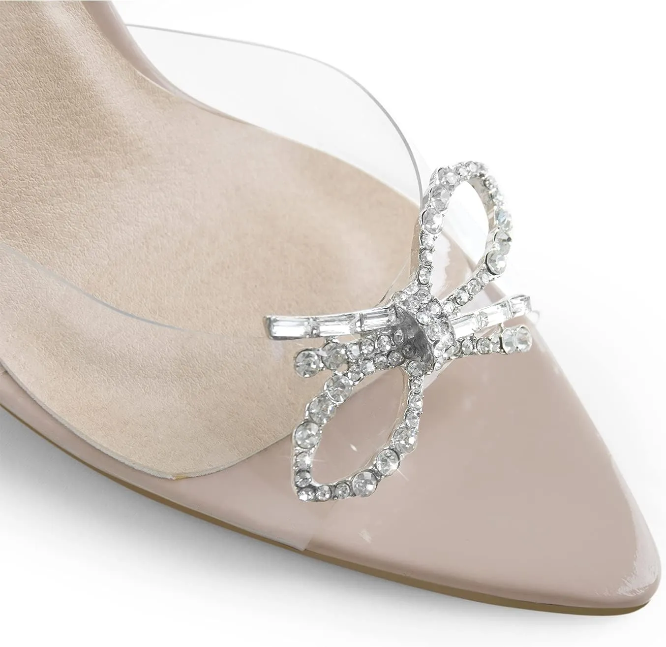 Richealnana Women's Pointed Toe Bow-knot Rhinestones Slip On Mule Sandals For Party Prom