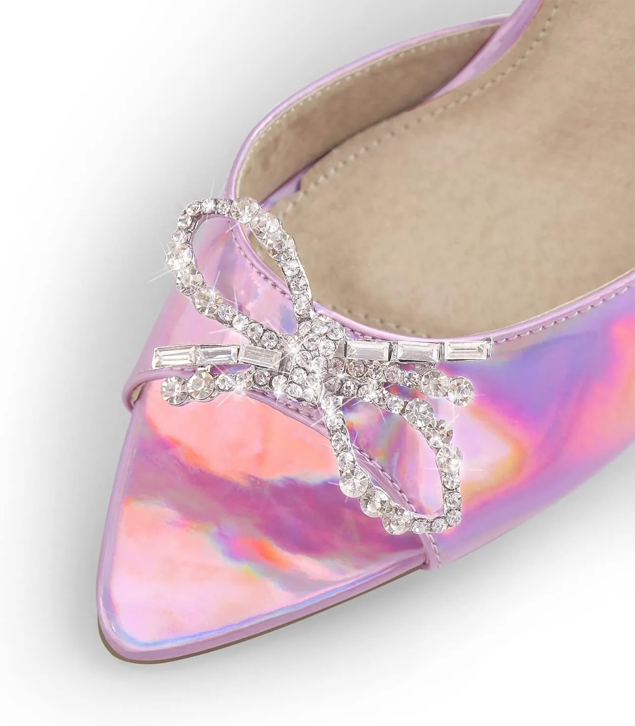 Richealnana Women's Pointed Toe Bow-knot Rhinestones Slip On Mule Sandals For Party Prom