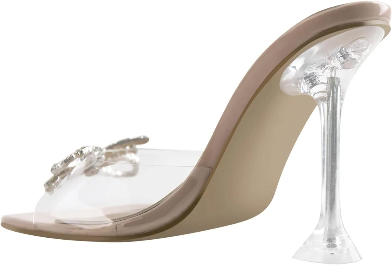 Richealnana Women's Pointed Toe Bow-knot Rhinestones Slip On Mule Sandals For Party Prom