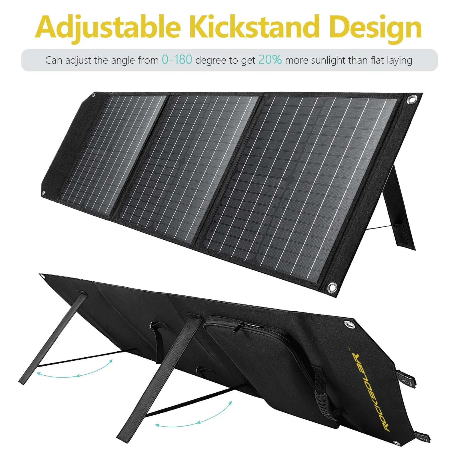ROCKSOLAR 60W 12V Foldable Solar Panel - Portable USB Solar Battery Charger