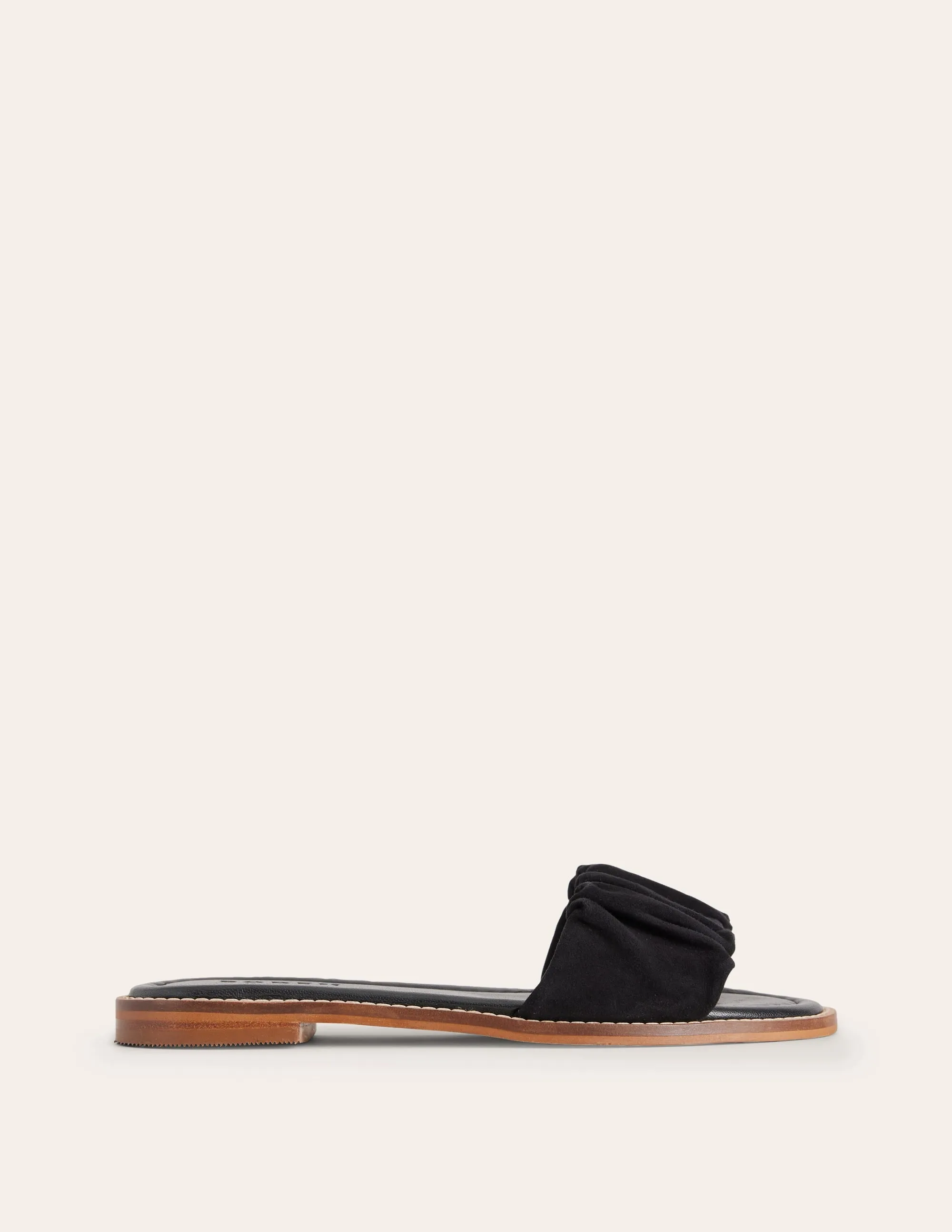 Ruched Flat Sandals-Black