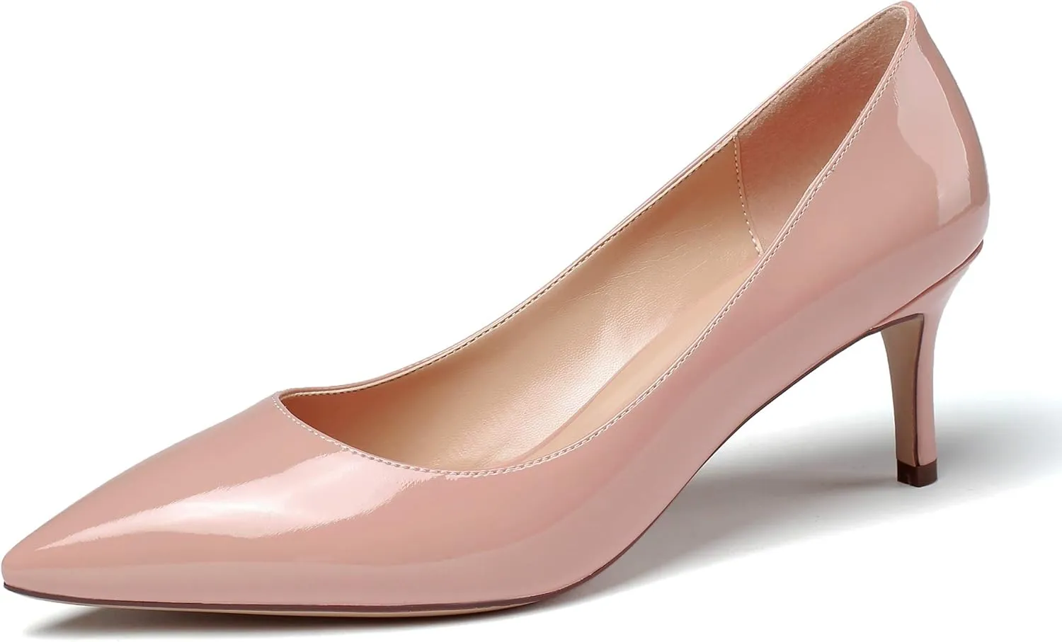 SAMMITOP Women's Pointed Toe Mid Heel Classic Pumps Slip On Elegant Formal Party Dress Shoes