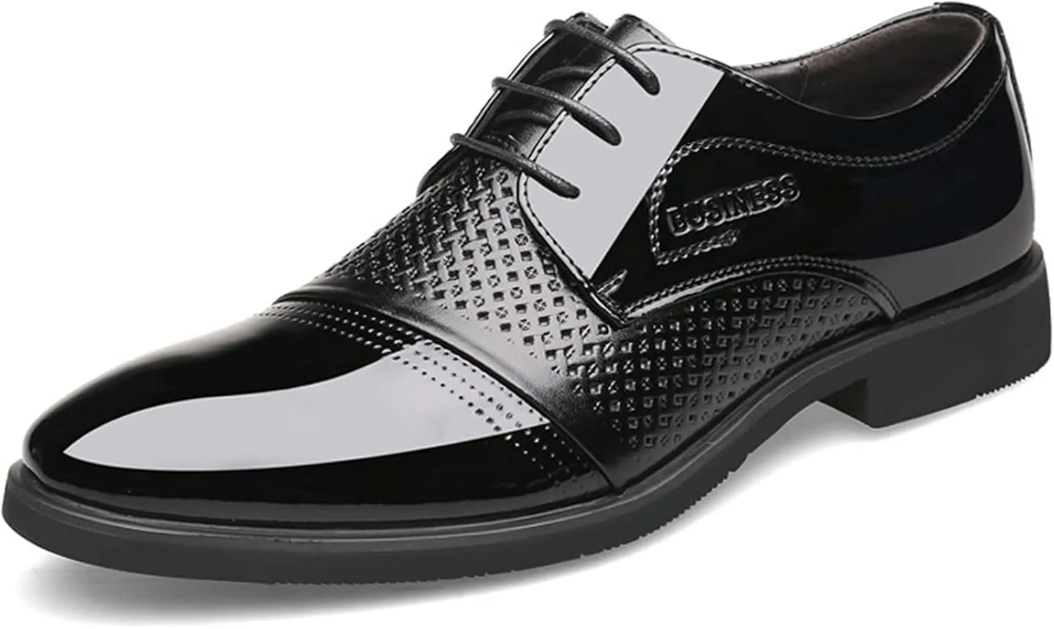 Single Season Oxford Formal Shoes for Men Lace Up Round Toe Derby Shoes Crocodile Print Vegan Leather Block Heel Rubber Sole Slip Resistant Anti-Slip Prom Very Popular Among Young People