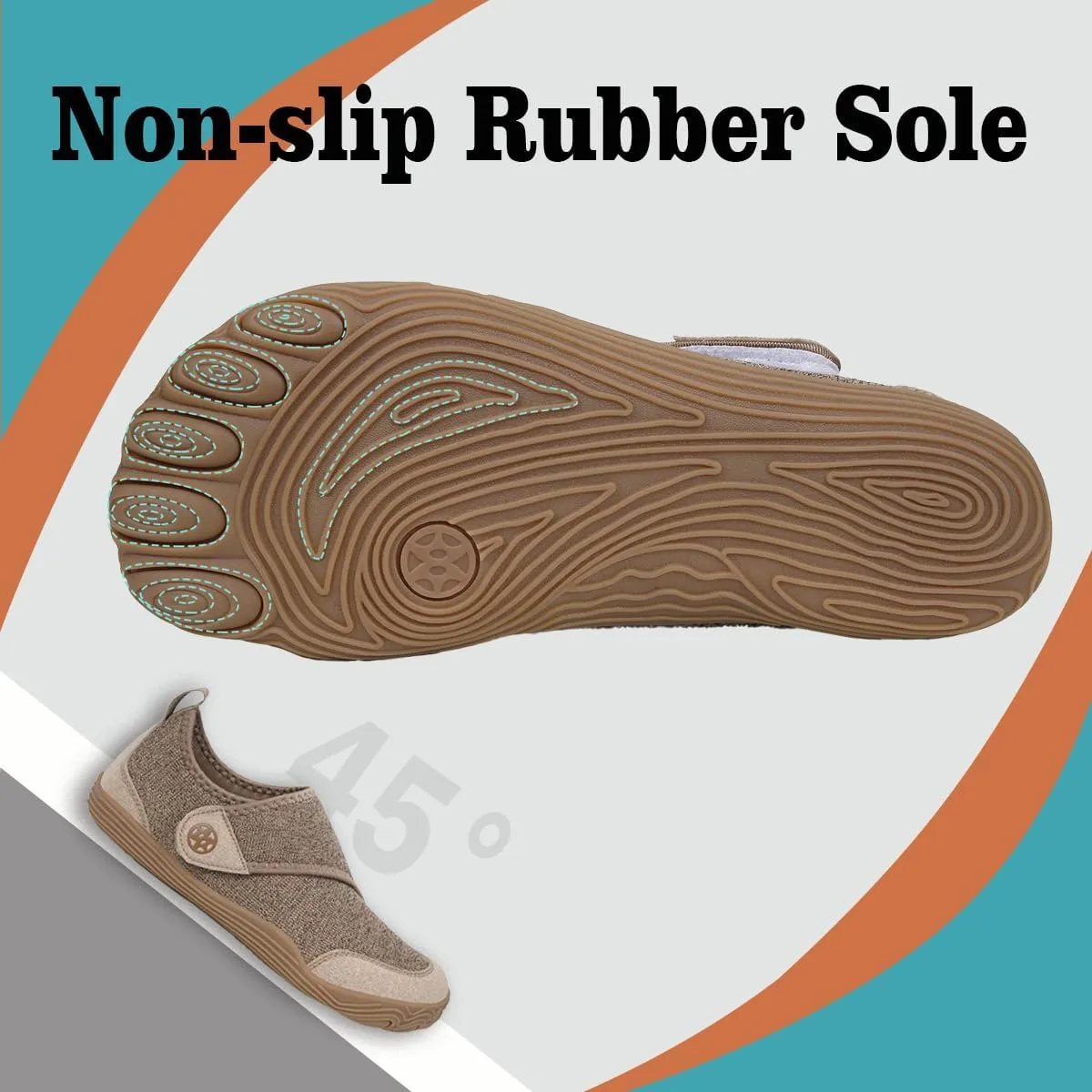 Sisttke Womens Mens Barefoot Slippers Wide Diabetic Shoes with Arch Support Orthopedic Adjustable Walking Slipper Arthritis Edema Swollen House Shoes Indoor Outdoor