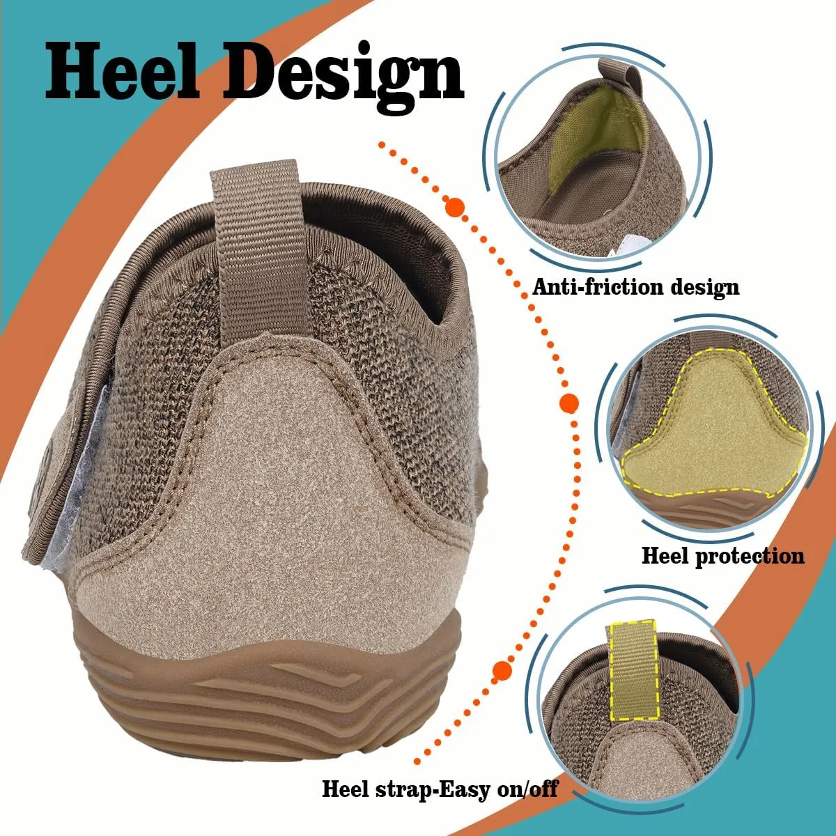 Sisttke Womens Mens Barefoot Slippers Wide Diabetic Shoes with Arch Support Orthopedic Adjustable Walking Slipper Arthritis Edema Swollen House Shoes Indoor Outdoor