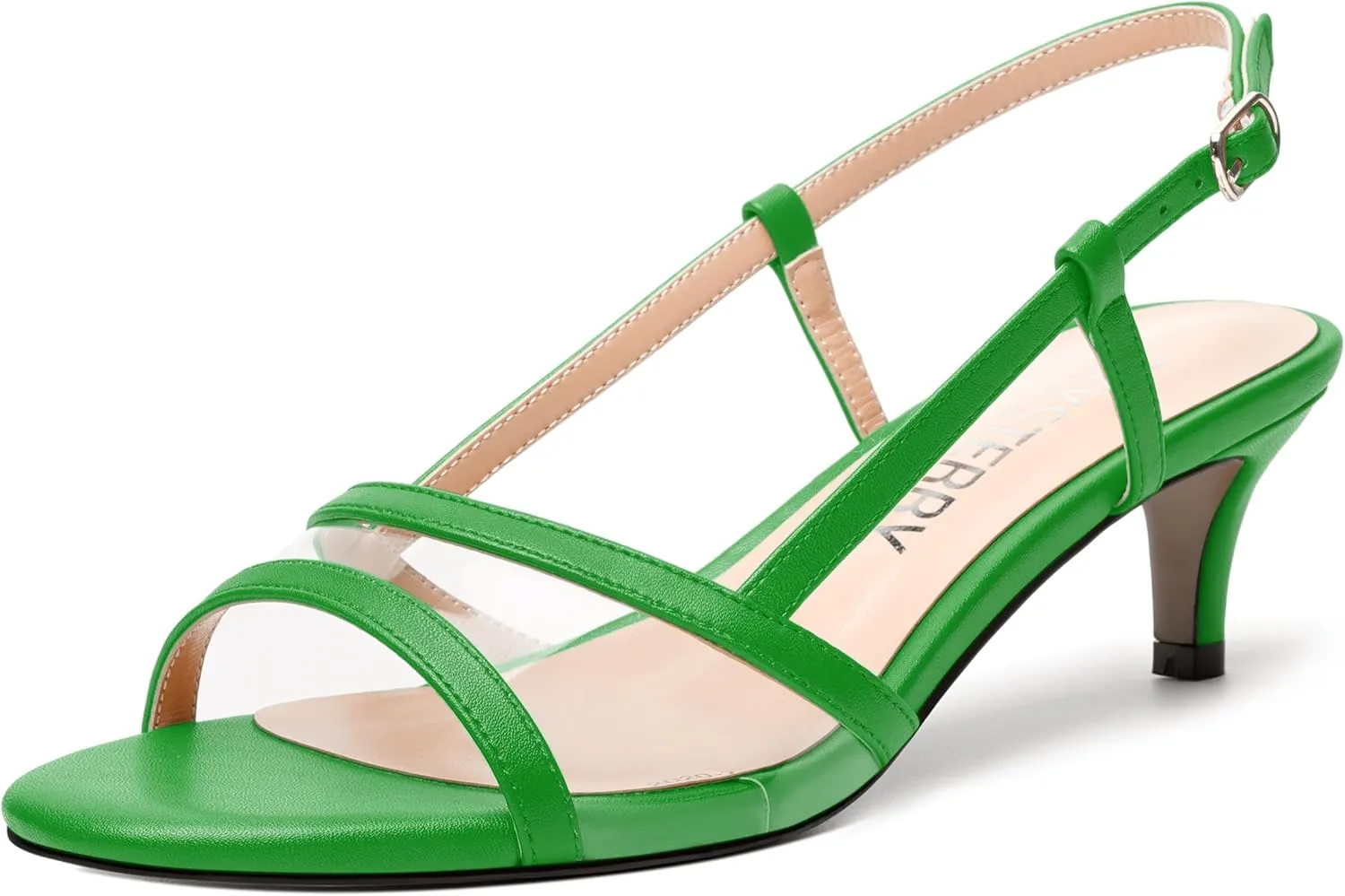 SKYSTERRY Womens Casual Dating Buckle Open Toe Slingback Matte Kitten Low Heel Heeled Sandals 2 Inch