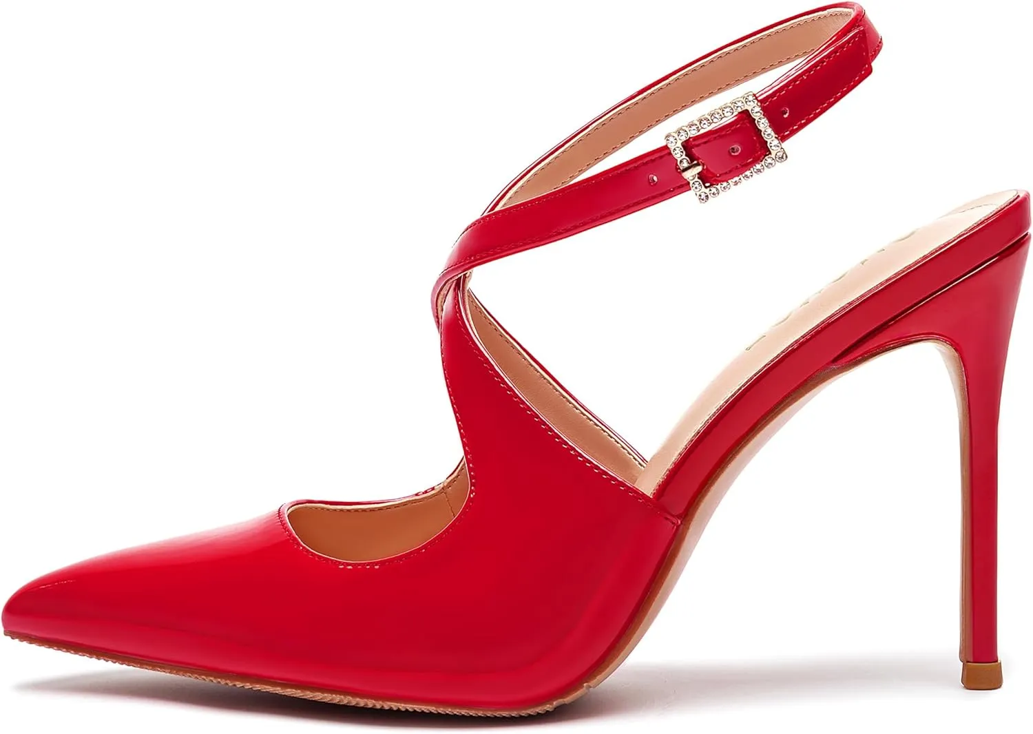Slingback Heels for Women Pointed Closed Toe Stiletto Pumps Cross Strap Kitten Heels Wedding Party Dress Sandals Shoes