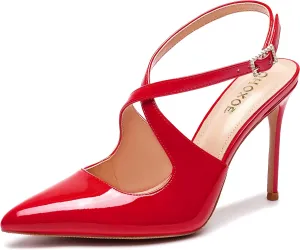 Slingback Heels for Women Pointed Closed Toe Stiletto Pumps Cross Strap Kitten Heels Wedding Party Dress Sandals Shoes