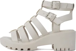 Soda Rebirth ~ Women Open Toe Fisherman Multi Strap Buckle Lug Sole Low Block Heeled Sandals