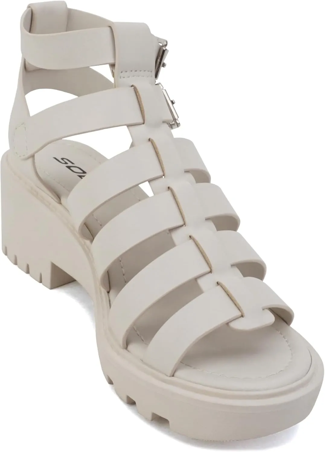 Soda Rebirth ~ Women Open Toe Fisherman Multi Strap Buckle Lug Sole Low Block Heeled Sandals