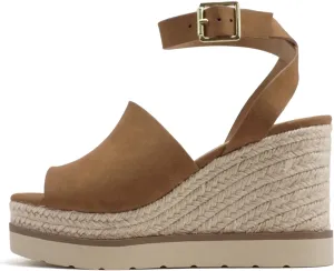 Soda Stella ~ Women Square Peep Toe Single Band Platform Espadrille Wedge Sandals with Adjustable Ankle Strap