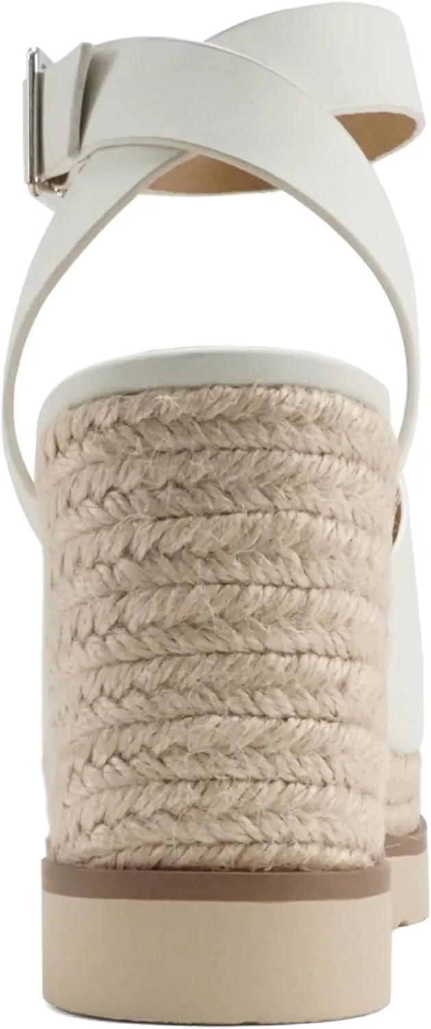 Soda Stella ~ Women Square Peep Toe Single Band Platform Espadrille Wedge Sandals with Adjustable Ankle Strap