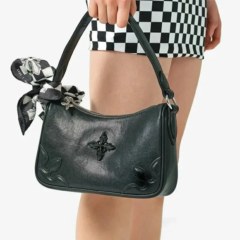 Sohiwoo Streetwear Vintage Cross Women Shoulder Bags Korean Fashion Y2k Aesthetic Underarm Bag Trendy Casual Office Lady Handbags Femme