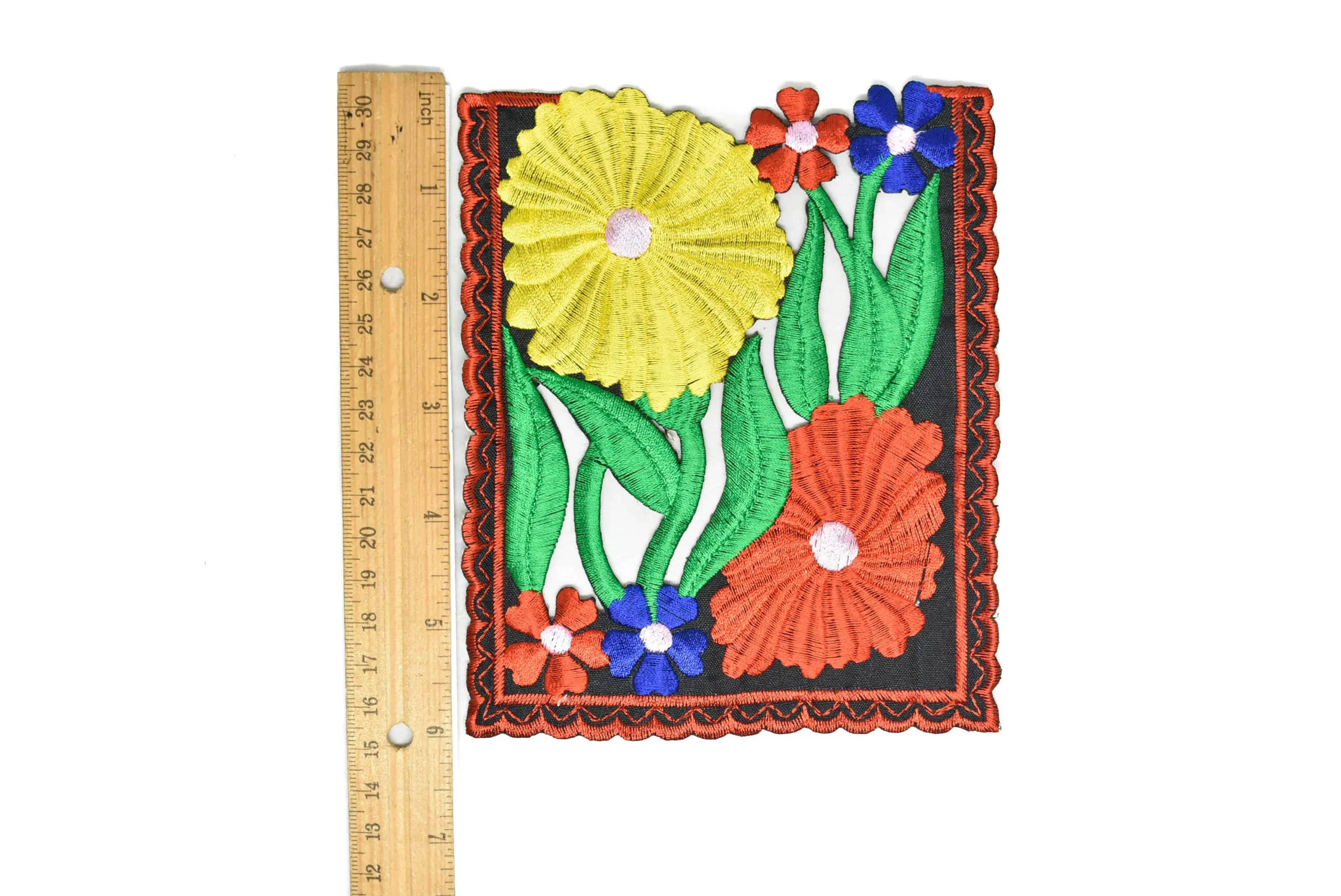 Square Floral Sew-On Applique 6" x 5" - 1 Piece