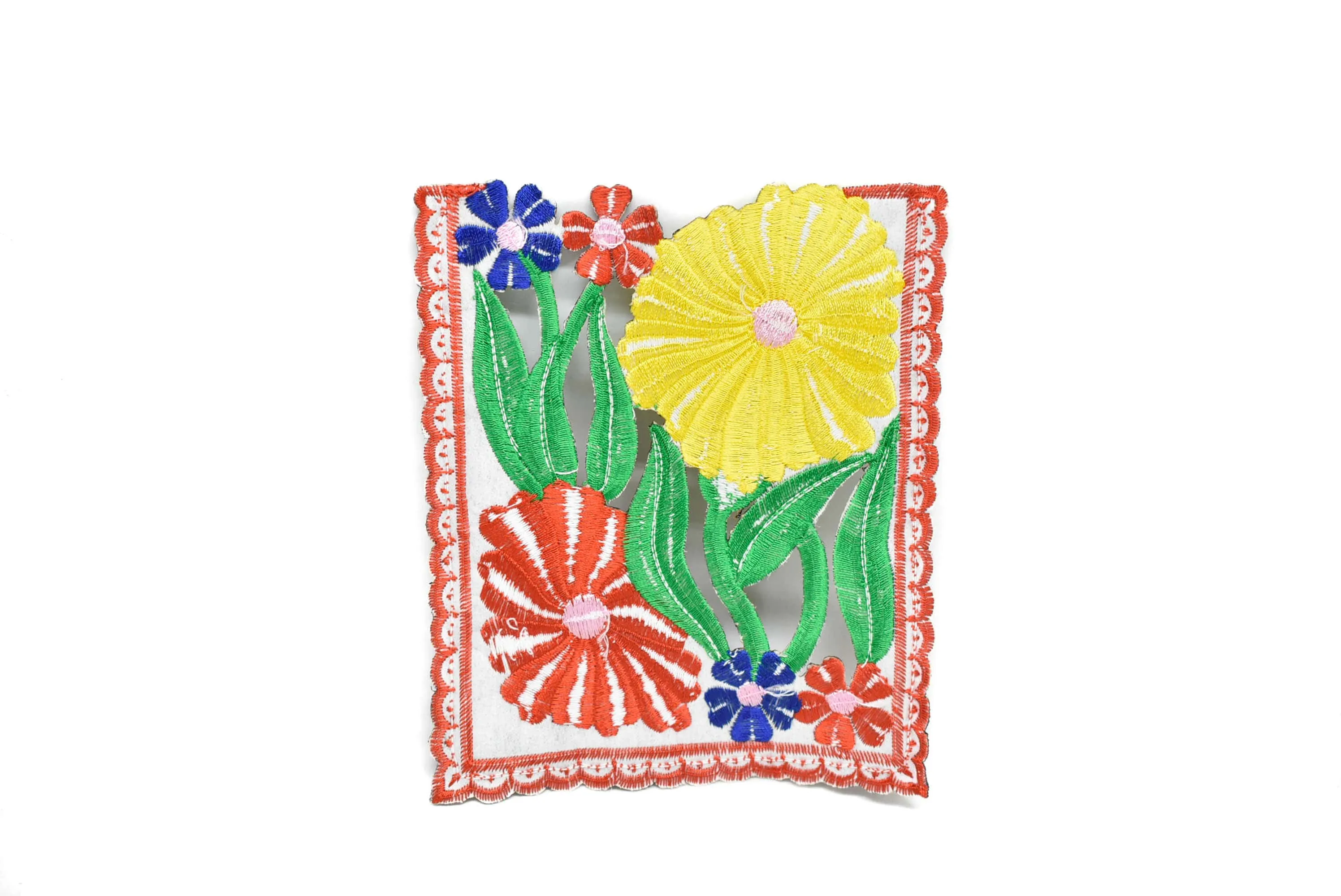 Square Floral Sew-On Applique 6" x 5" - 1 Piece