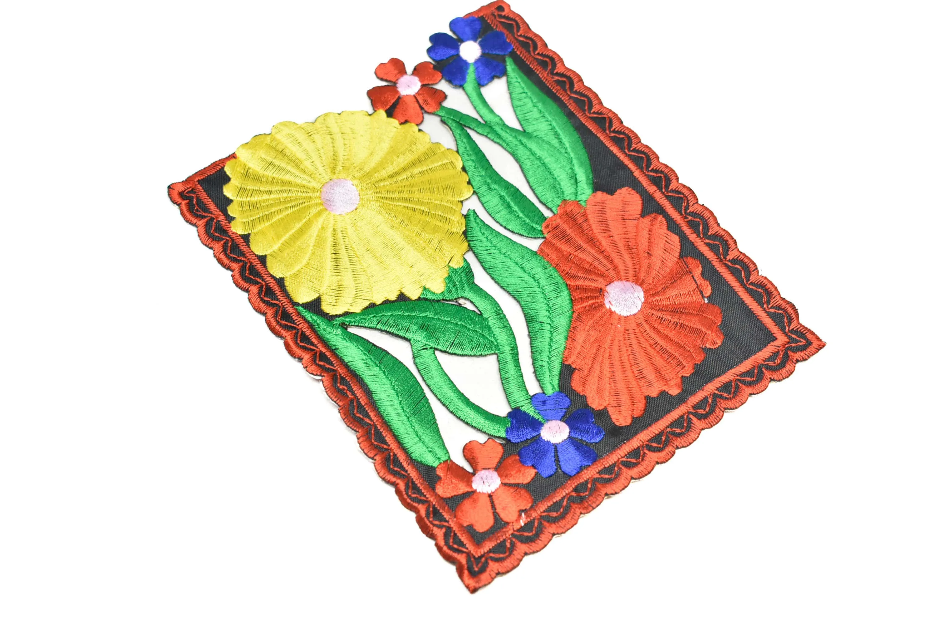 Square Floral Sew-On Applique 6" x 5" - 1 Piece